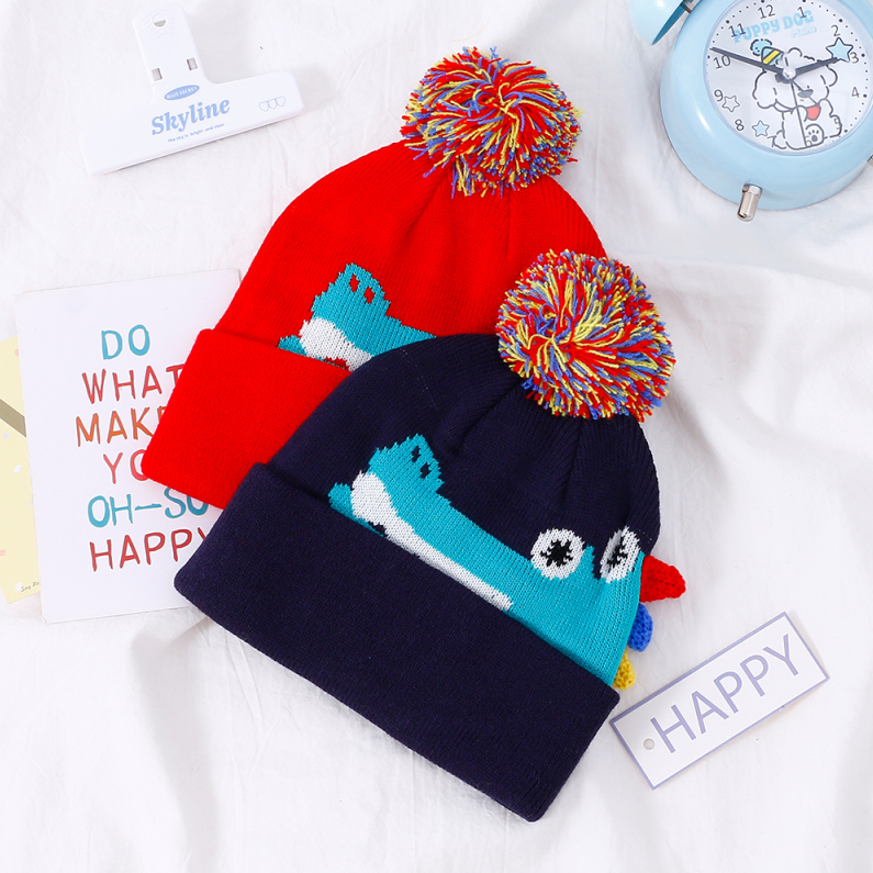 Cute Little Crocodile Jacquard Knitted Hat for Kids (Mixed c