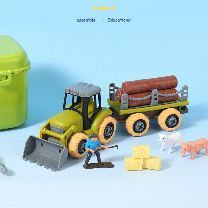 Detachable Farm Truck Carrying Wood Toy Set