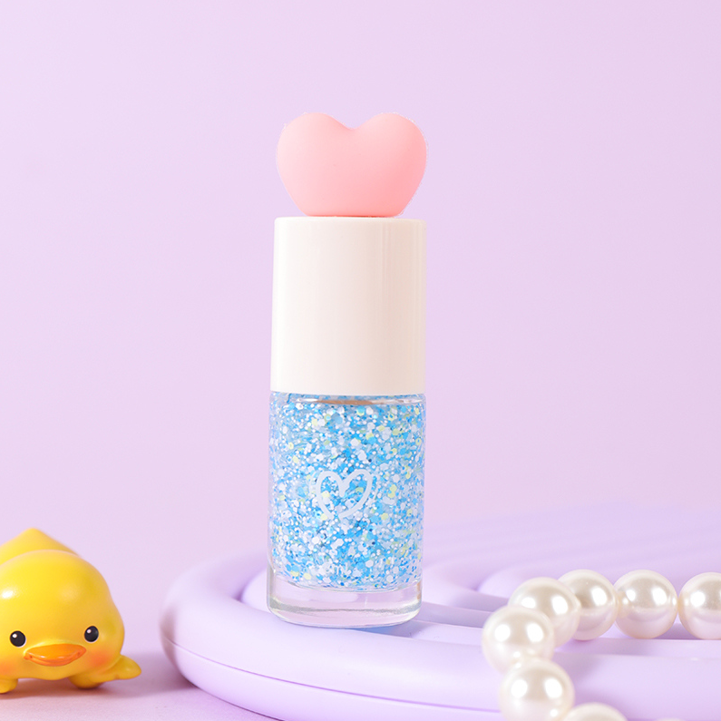 Flower Sweetheart Oily Nail Polish 04# Blue and white sequins
