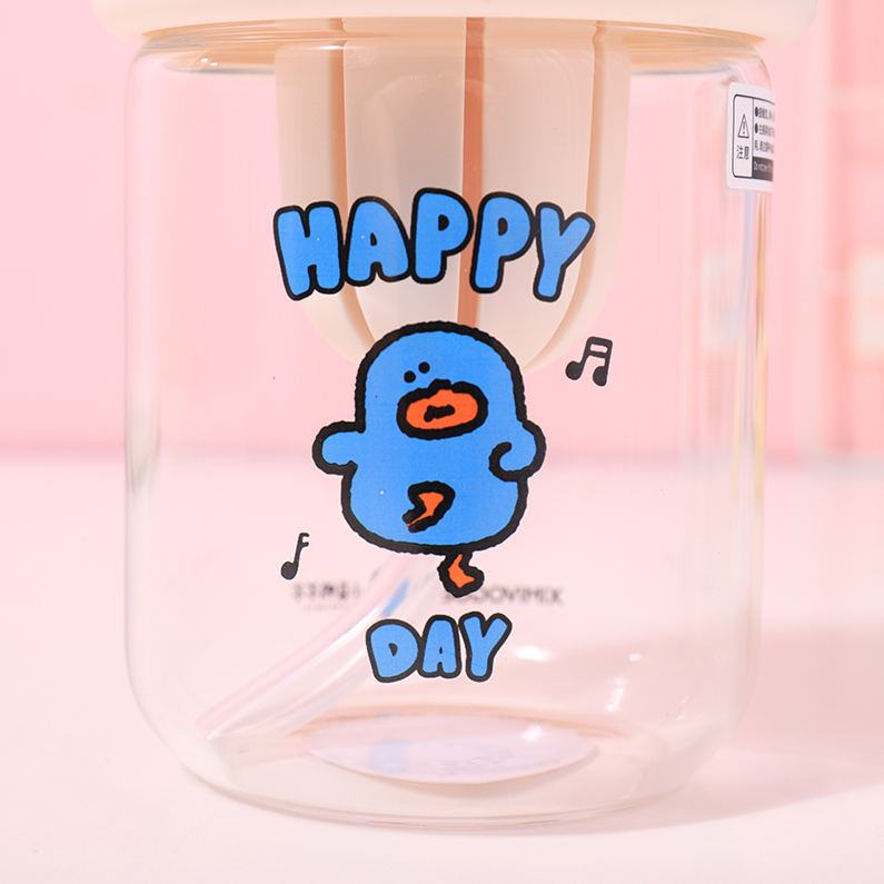 XIMIVOGUE_ Small Blue Duck Authentic Glass (500mL) (White)