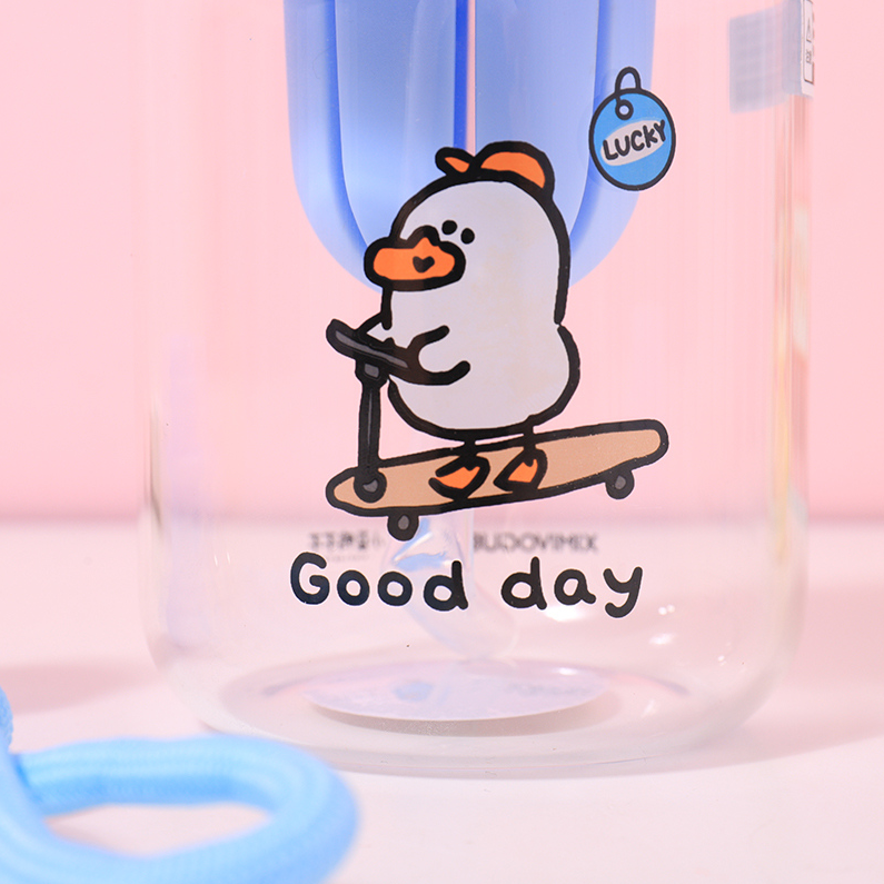 XIMIVOGUE_ Little Blue Duck Authentic Glass (500mL) (Blue)