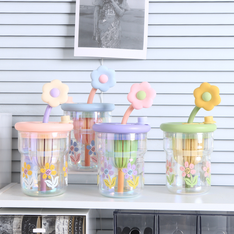 Summer ins Style Colorful Glass Cup (500mL)