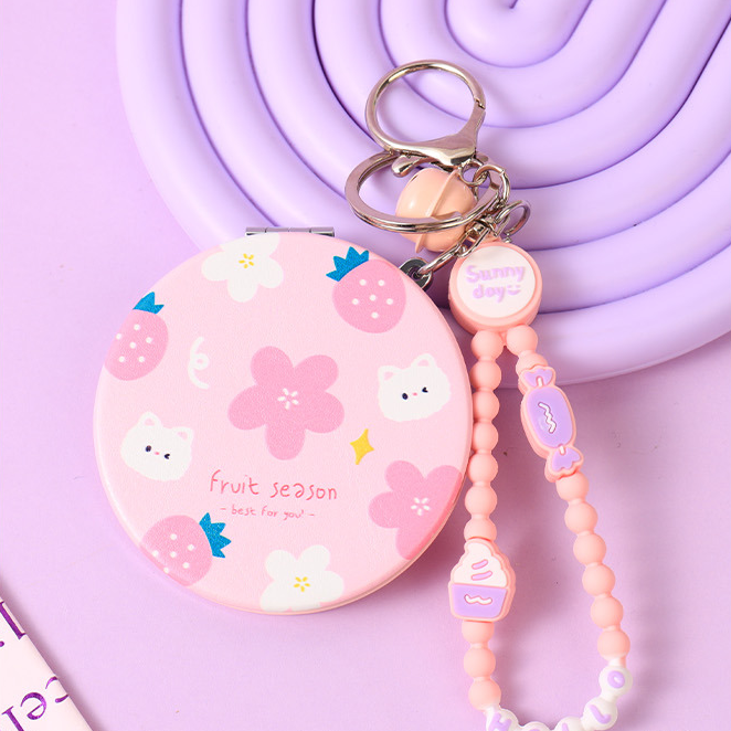 Doodle Small Flower Round Fashion Hanging Bag Mirror (mixed)