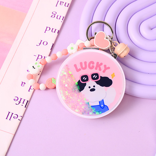 Dudu Meng Dog Round Fashion Quicksand Hanging Bag Mirror (mi
