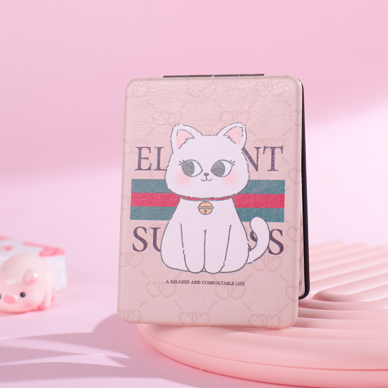 Elegant Kitten Series Square Portable Mirror