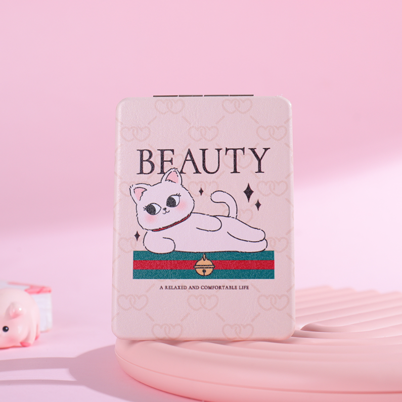 Elegant Kitten Series Square Portable Mirror