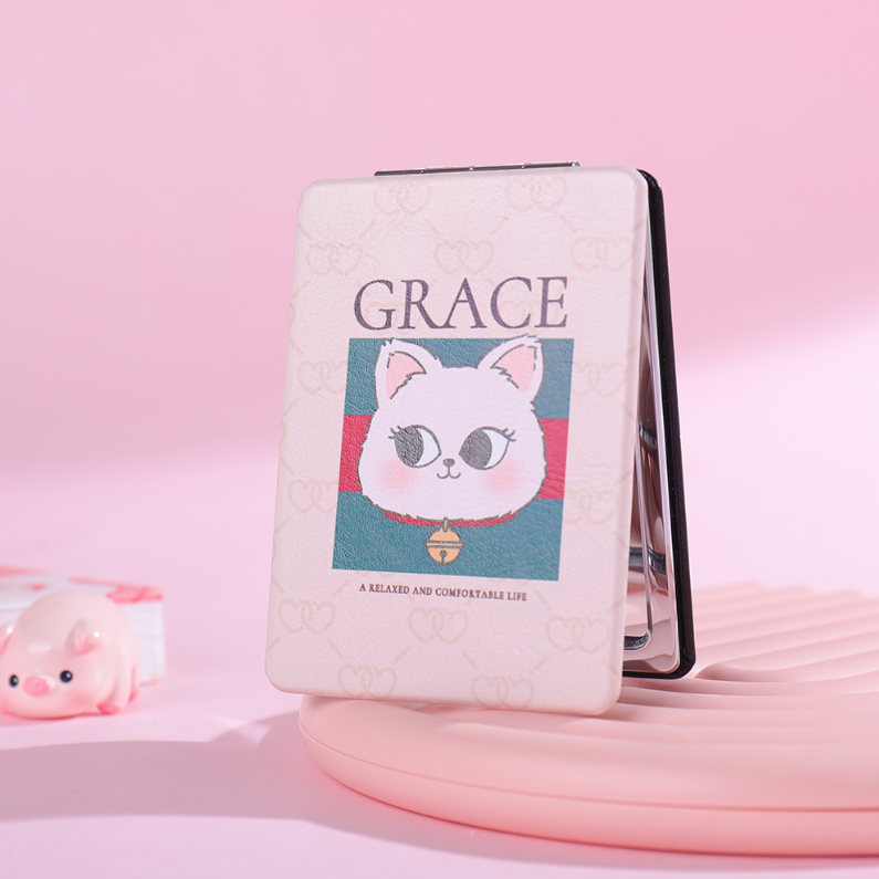 Elegant Kitten Series Square Portable Mirror