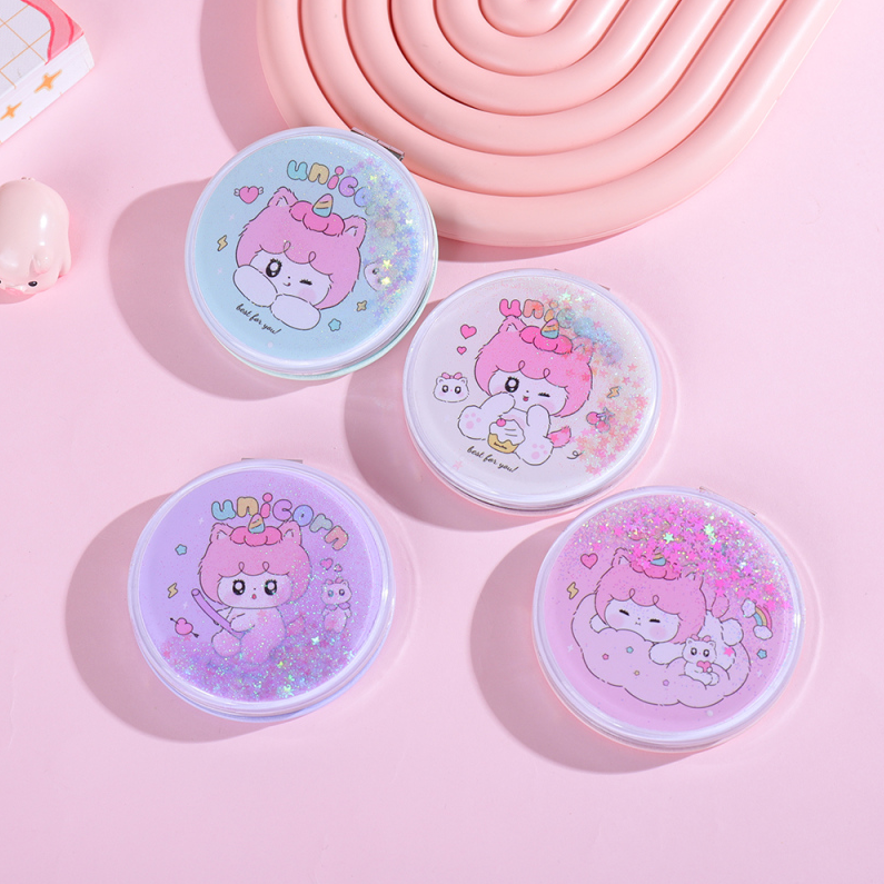 Rainbow Dream Pony Series Glitter Round Portable Mirror