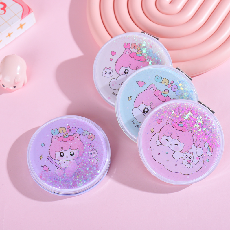 Rainbow Dream Pony Series Glitter Round Portable Mirror
