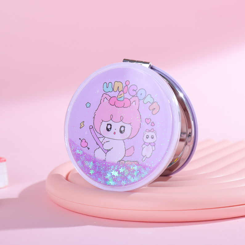 Rainbow Dream Pony Series Glitter Round Portable Mirror