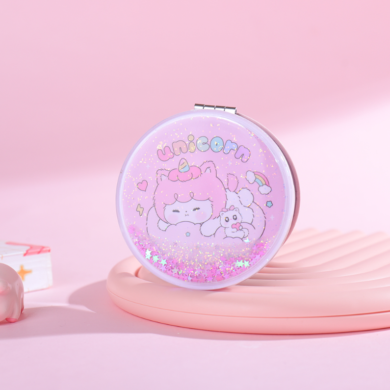 Rainbow Dream Pony Series Glitter Round Portable Mirror