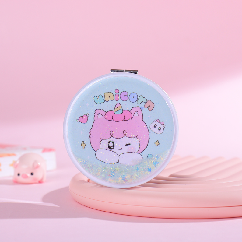 Rainbow Dream Pony Series Glitter Round Portable Mirror