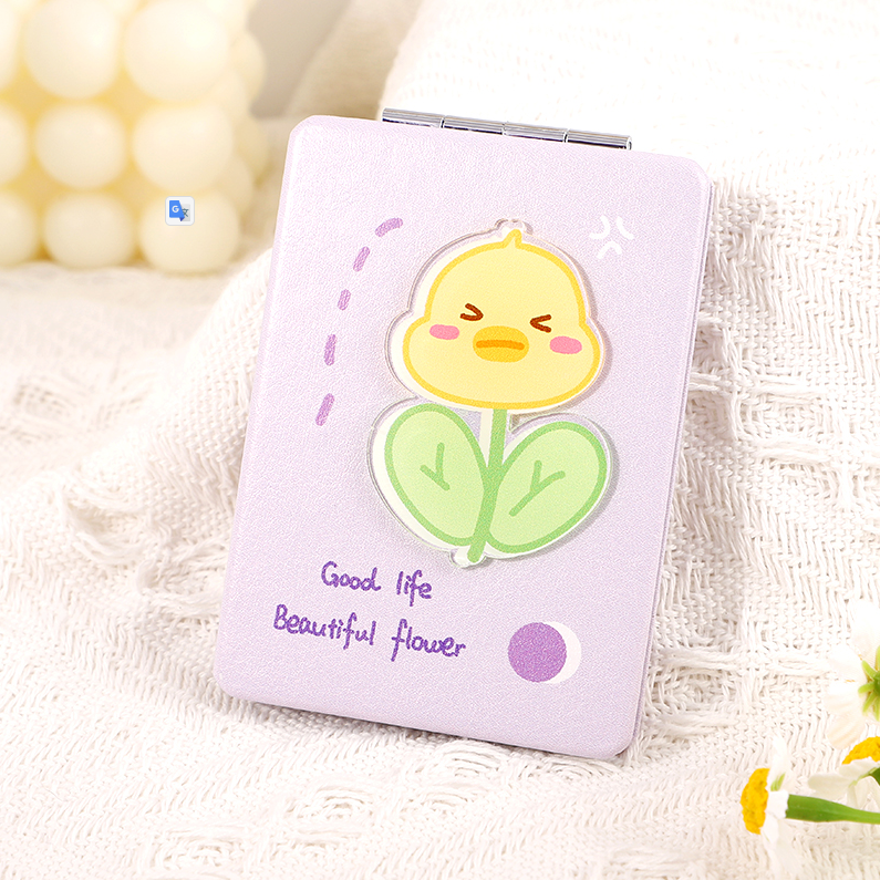 Floral Cartoon Acrylic Rectangular Portable Mirror