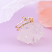Double butterfly zircon delicate opening ring