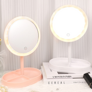 Three-cell round LED storage mirror (color mixing)