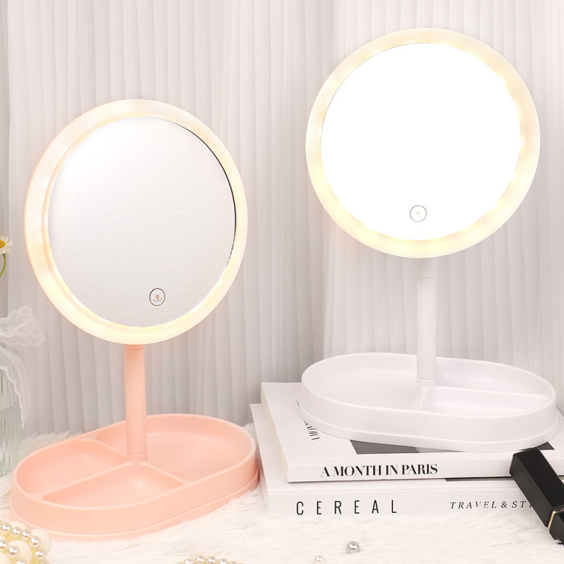 Three-cell round LED storage mirror (color mixing)
