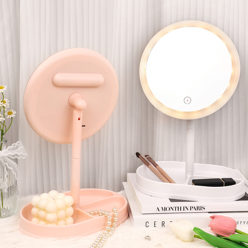 Three-cell round LED storage mirror (color mixing)