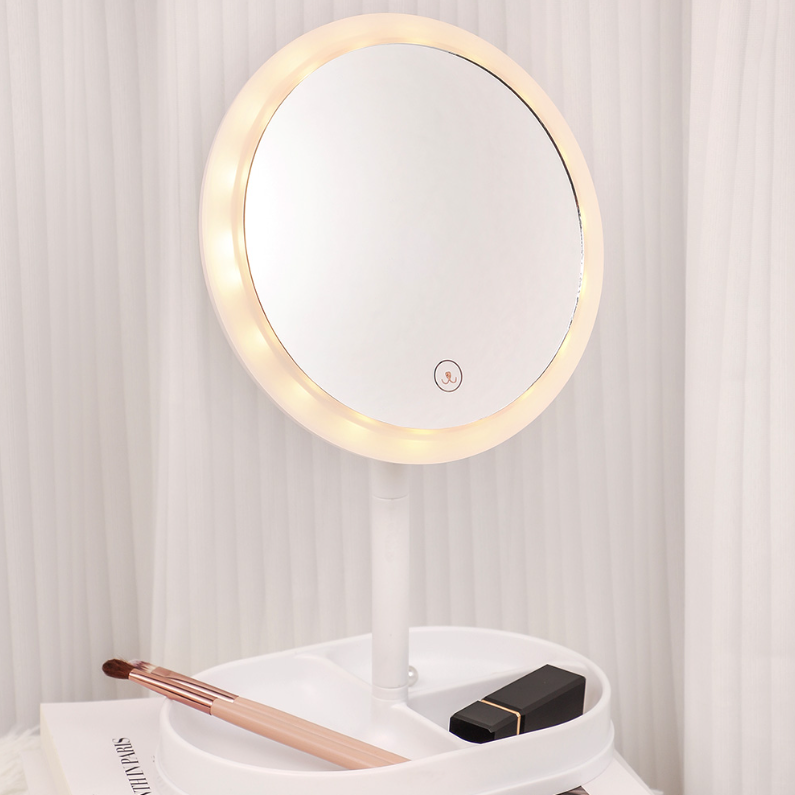 Three-cell round LED storage mirror (color mixing)