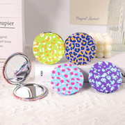 Leopard Print Fashion Dazzle Print Round Mirror (Mixed color