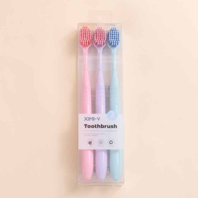 Colorful Wide Head toothbrush with Spiral Hair (3 sets)