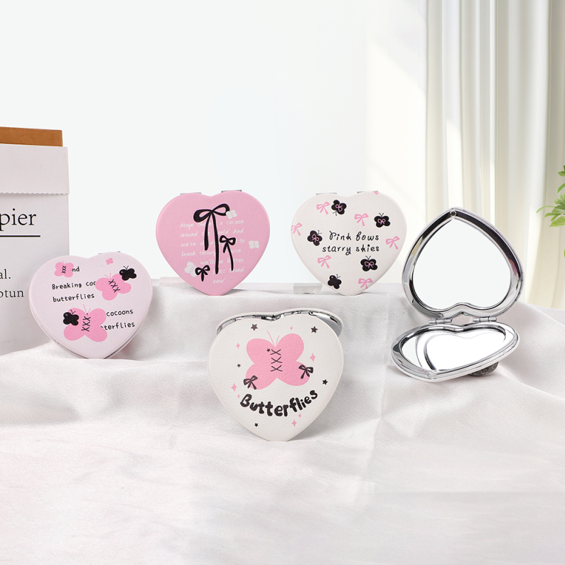 Stylish Bowknot Big Heart Special Shaped Portable Mirror