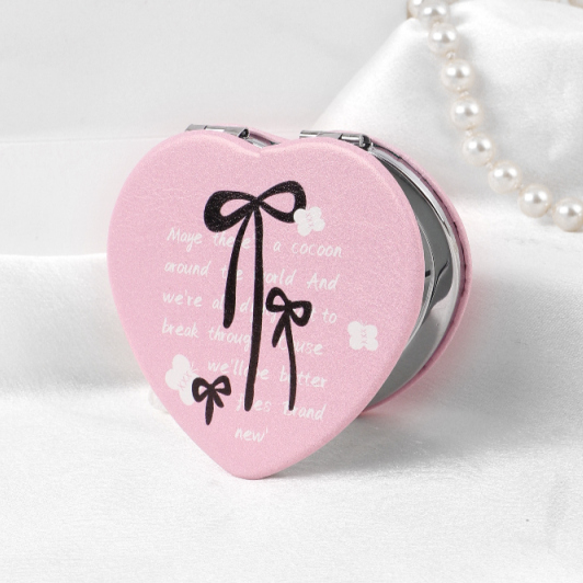 Stylish Bowknot Big Heart Special Shaped Portable Mirror
