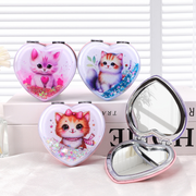 Kitten Heart-shaped Glitter Portable Mirror