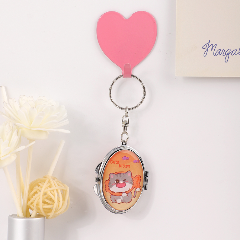 Summer Ice Cream Oval Portable Mirror Keychain
