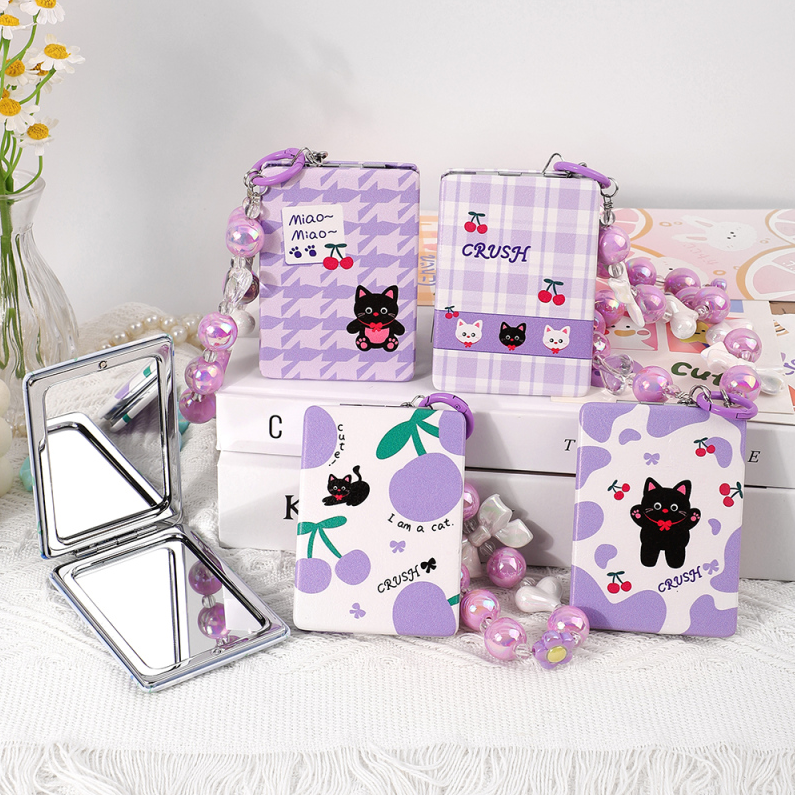 Cherry Kitten Rectangular Stylish Hanging Mirror for Bag