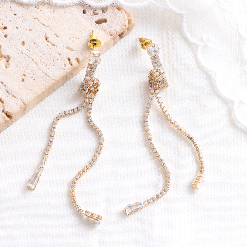 925 silver needle roll thread tassel earrings