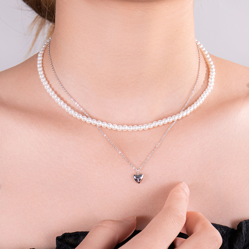Folded love bead necklace