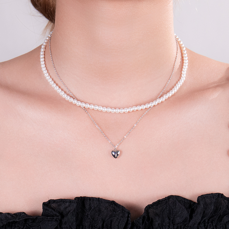 Folded love bead necklace
