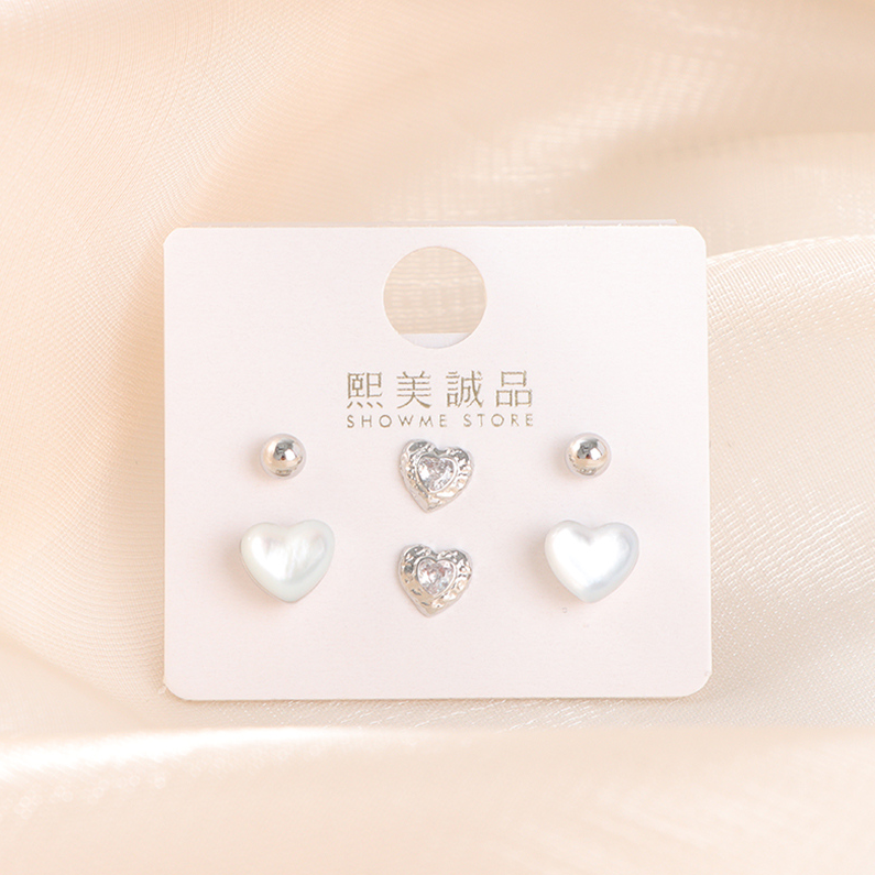 Simple love delicate multi-piece earrings