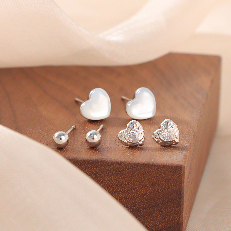Simple love delicate multi-piece earrings