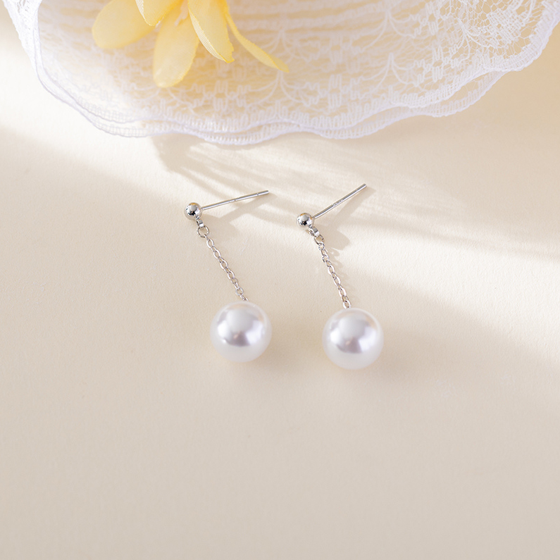 Temperament fringe bead stud earrings