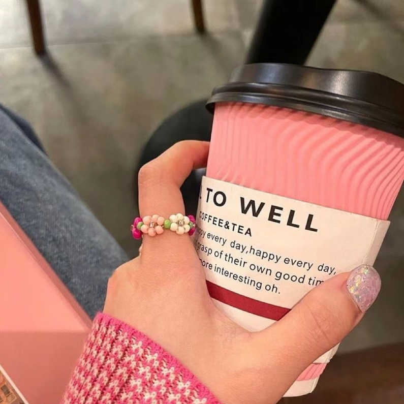 Spring/Summer beaded flower Series Ring #3