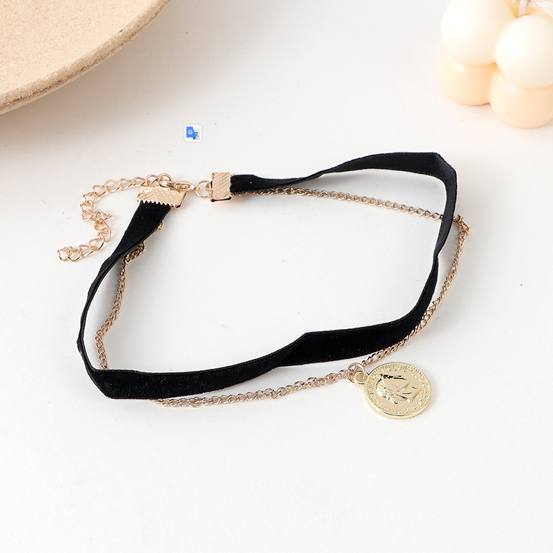 Dark gold coin choker