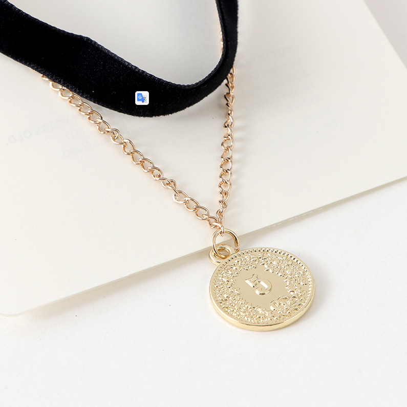 Dark gold coin choker