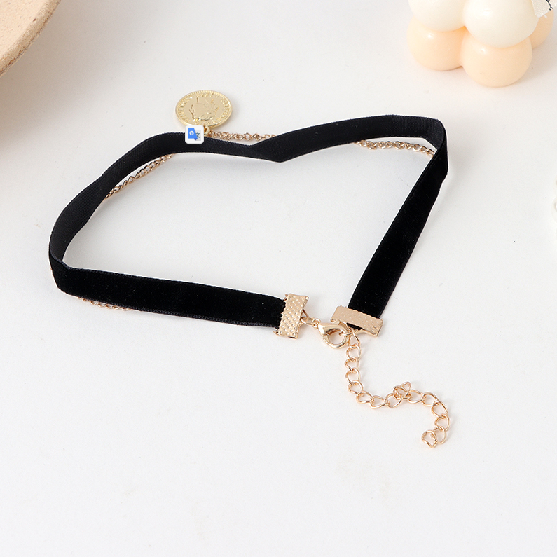 Dark gold coin choker