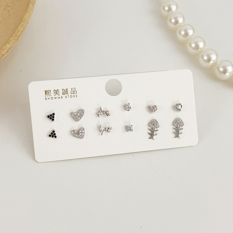12 sets of Korean exquisite combination earrings 16