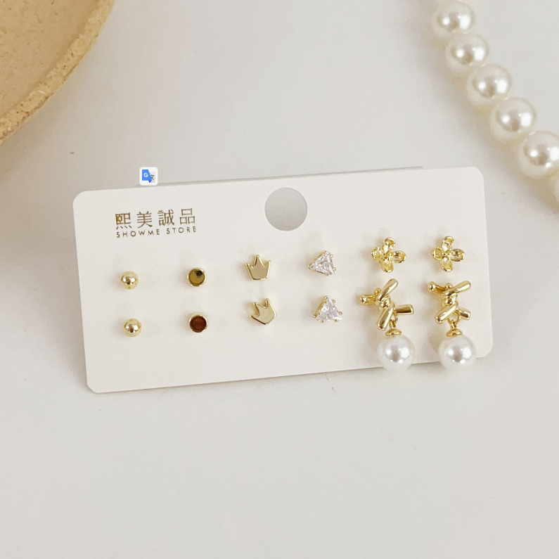 12 sets of Korean exquisite combination earrings 11