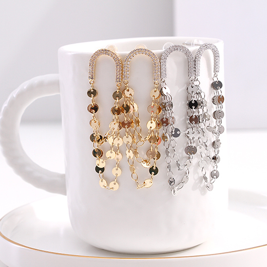 925 Silver Needle Light Luxury Chain Earrings