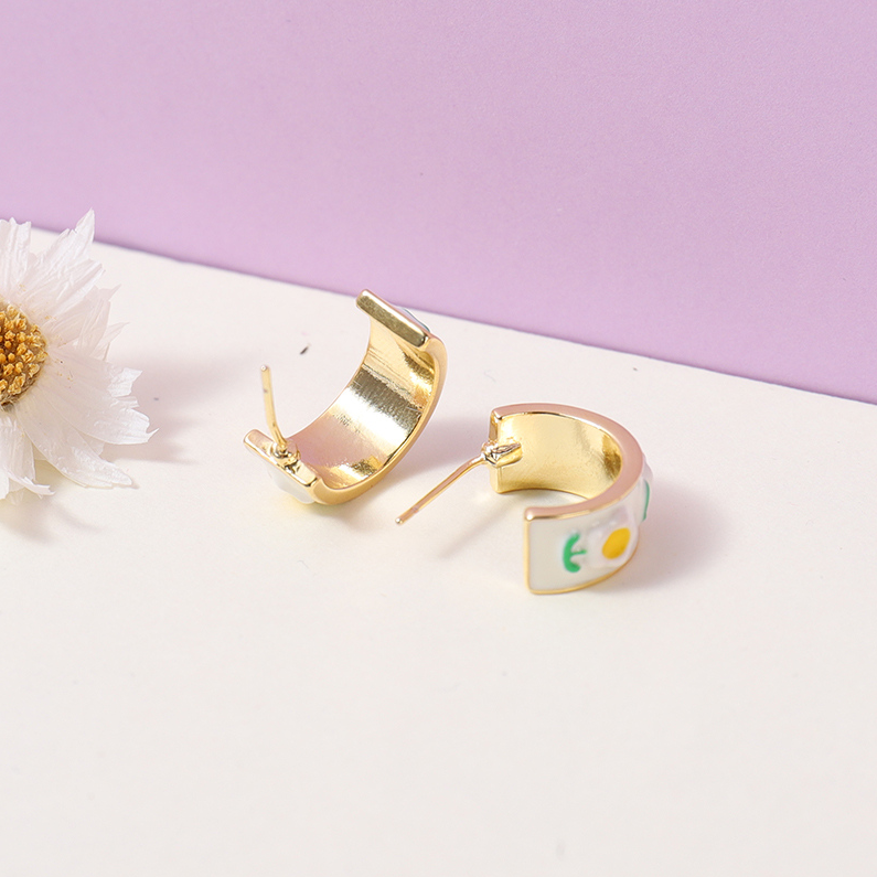 Flower C ring earrings
