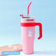 1200ml/40.57fl.oz. Starlight Family Large Capacity Basic Vacuum Flask with Straw (Pink)