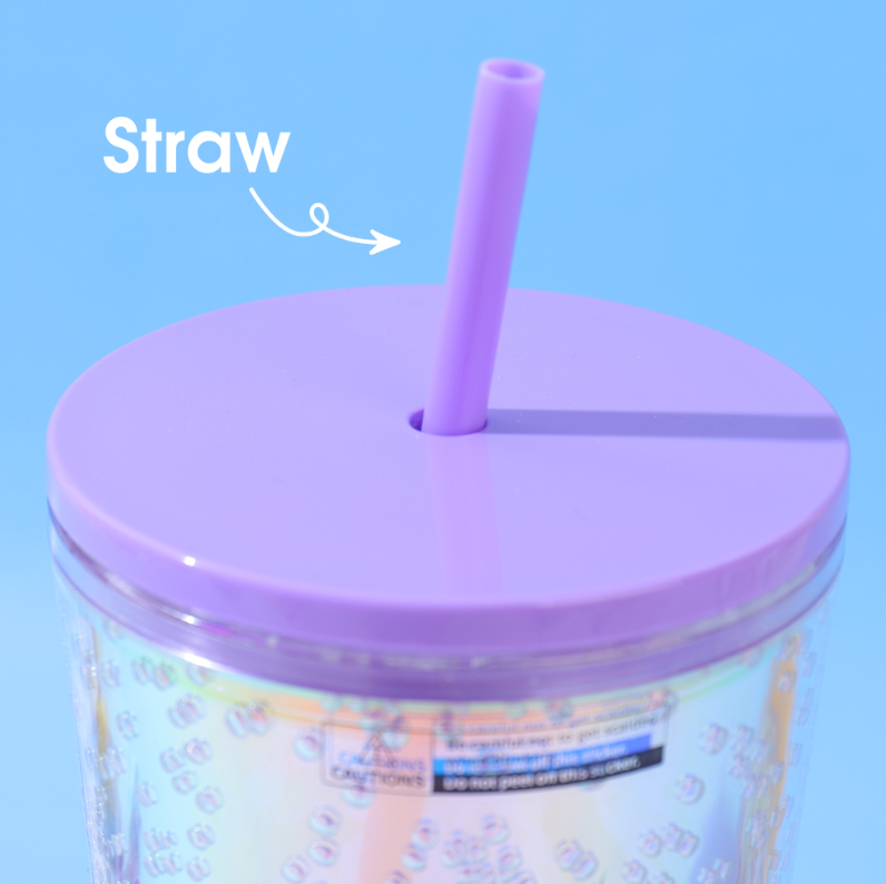 750ml/25.36fl.oz. Large Capacity Creative Basic Plastic Cup with Straw (Purple)