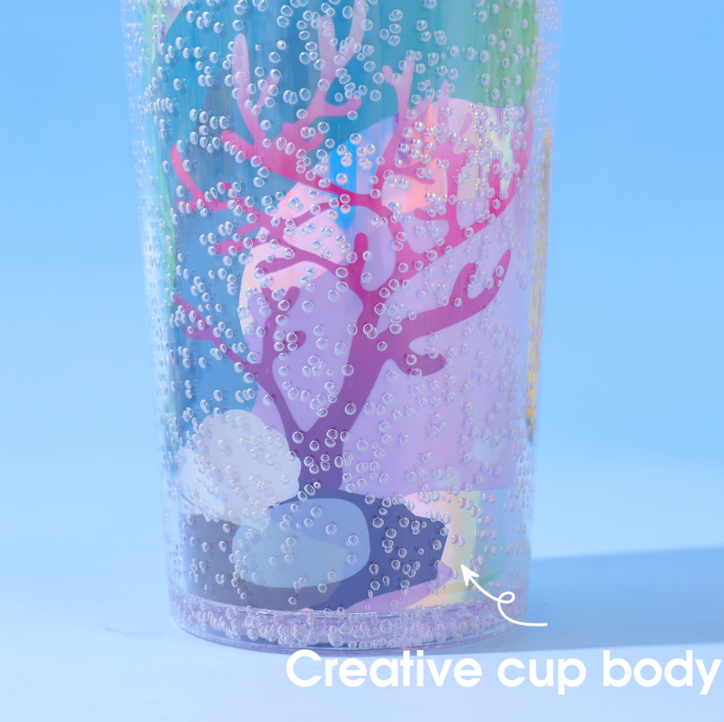 750ml/25.36fl.oz. Large Capacity Creative Basic Plastic Cup with Straw (Purple)