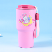 620ml/20.96fl.oz. Starlight Family Basic Coffee Thermos Cup with Lanyard (Light Pink)