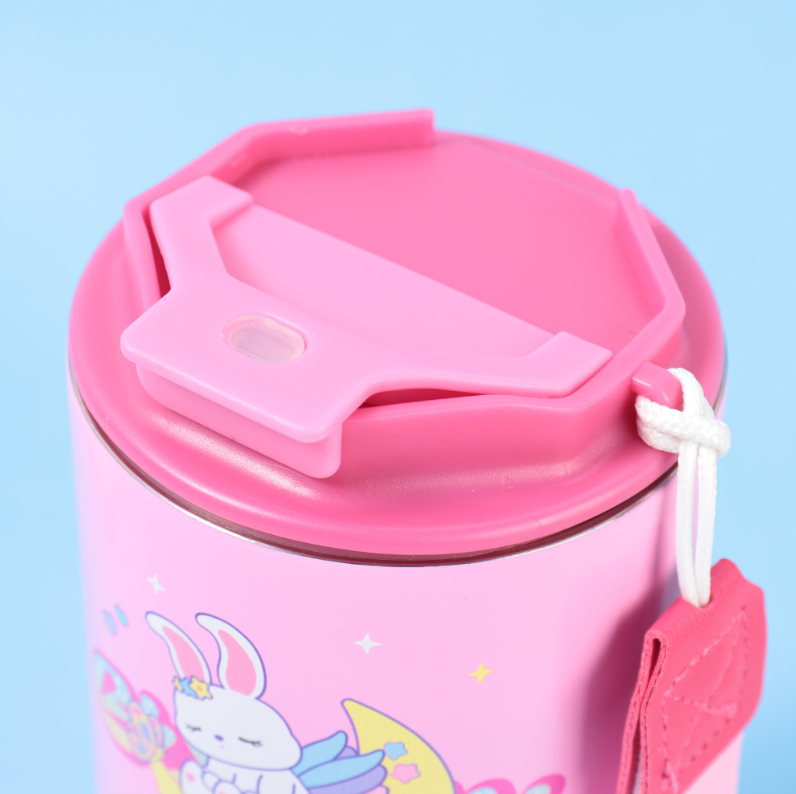 620ml/20.96fl.oz. Starlight Family Basic Coffee Thermos Cup with Lanyard (Light Pink)