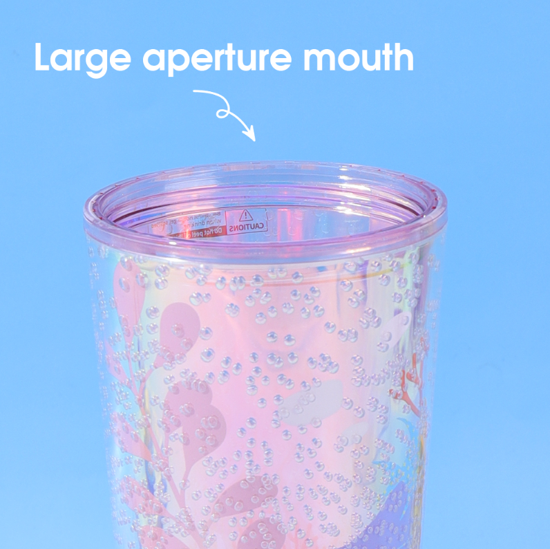 750ml/25.36fl.oz. Large Capacity Creative Basic Plastic Cup with Straw (Pink)