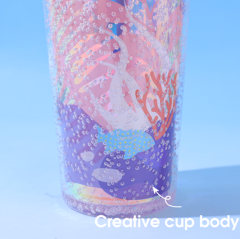 750ml/25.36fl.oz. Large Capacity Creative Basic Plastic Cup with Straw (Pink)